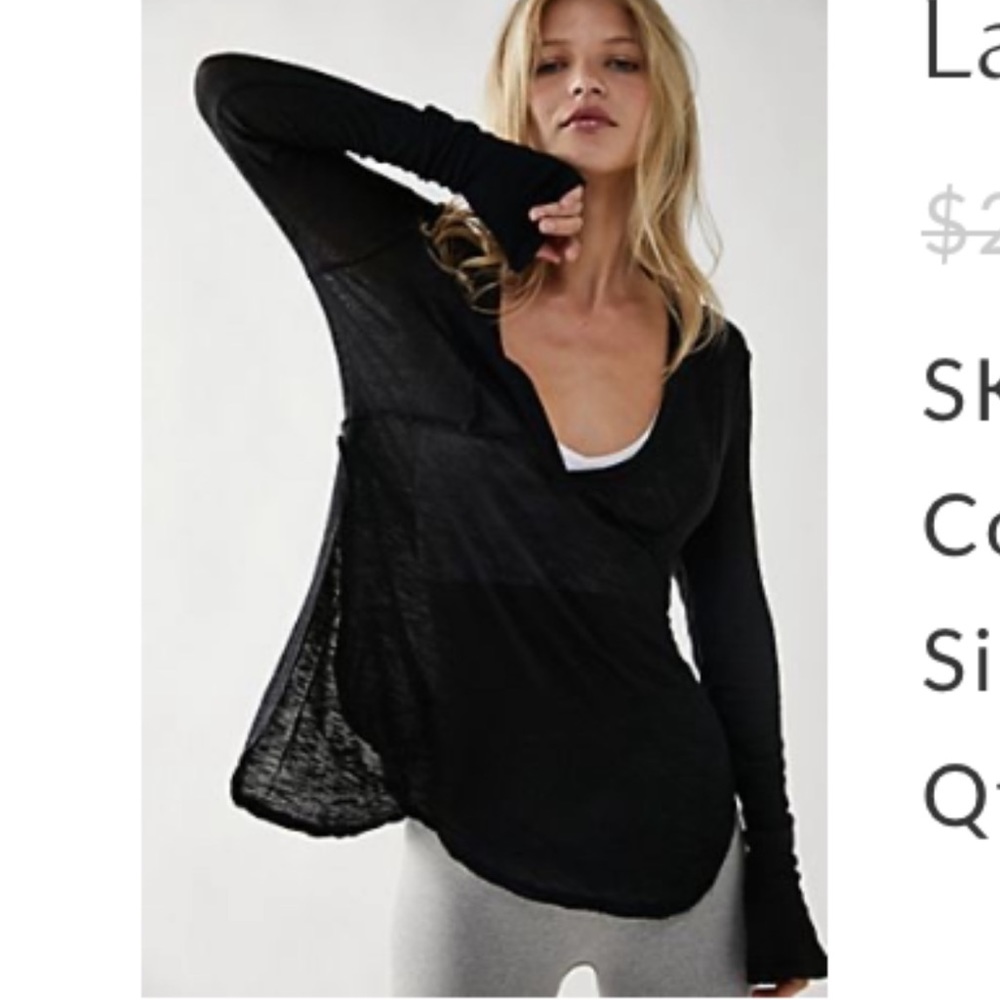 FREE PEOPLE Laying Low Long Sleeve Black M
